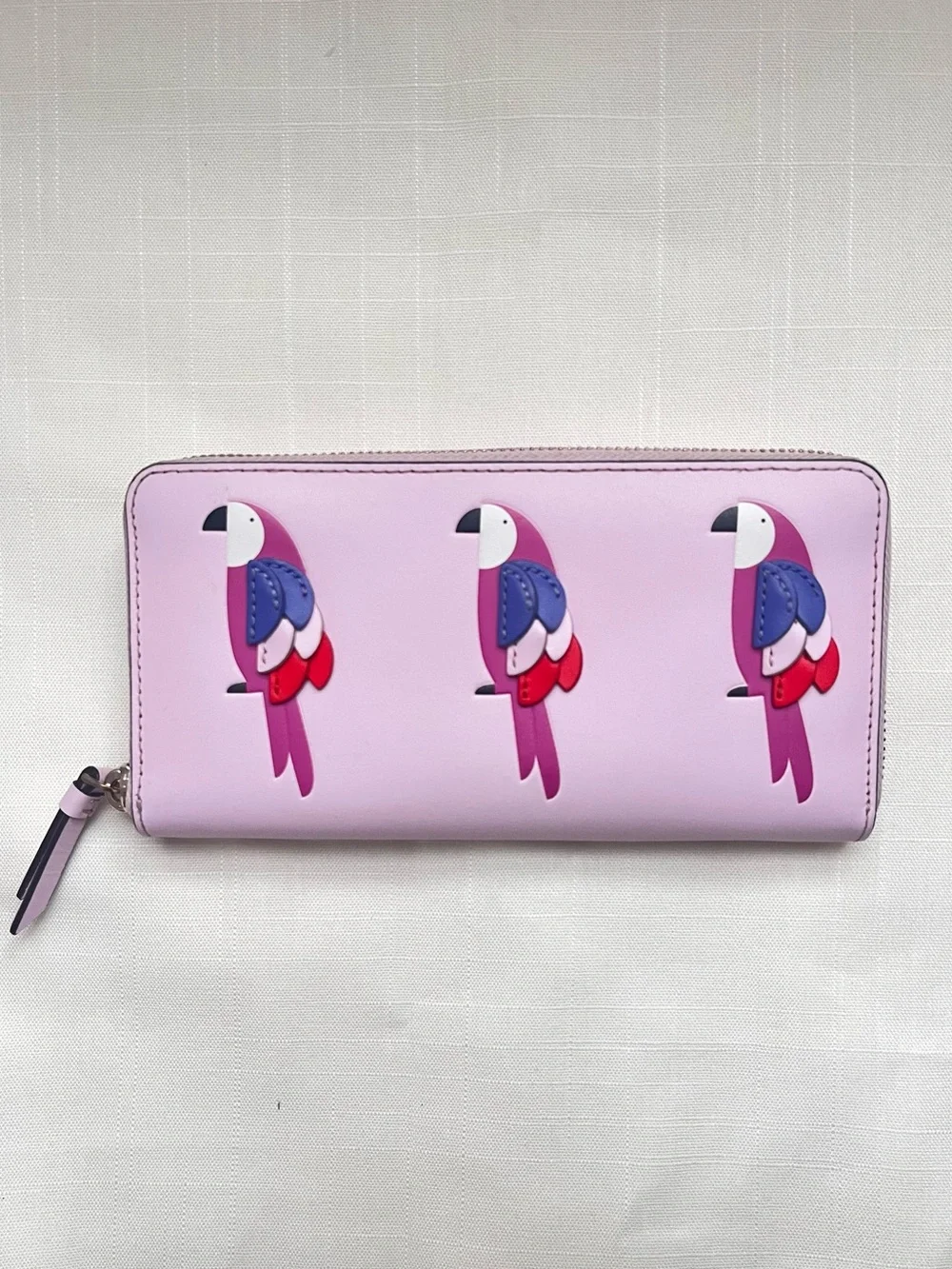 Kate Spade “Flock Party” Parrot zip around novelty 3D wallet